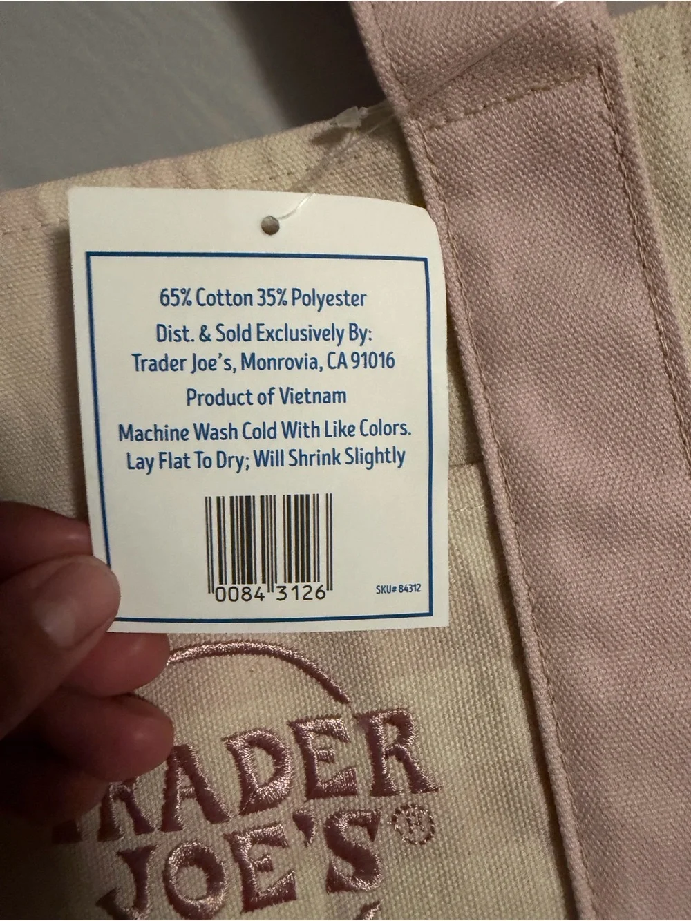 Trader Joe's Pink Striped Mini Canvas Tote